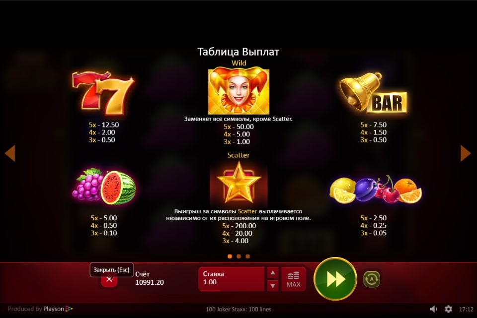 100 Joker Staxx символы
